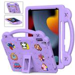 For iPad 10.2 2021 / 2020 / 2019 Handle Kickstand Children EVA Shockproof Tablet Case(Light Purple)
