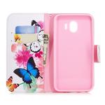 Colored Drawing Pattern Horizontal Flip Leather Case for Samsung Galaxy J2 Pro,with Holder & Card Slots & Wallet(Two Butterflies)