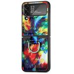 For Samsung Galaxy Z Flip4 JUNSUNMAY Color Painting Ring Folding Phone Case(Colorful Cloud)