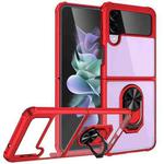 For Samsung Galaxy Z Flip4 JUNSUNMAY TPU Frame PC Ring Phone Case(Red)