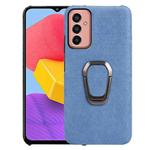 For Samsung Galaxy M13 4G Ring Holder Honeycomb PU Phone Case(Wathet)