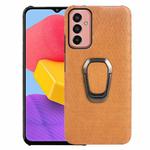 For Samsung Galaxy M13 4G Ring Holder Honeycomb PU Phone Case(Orange)