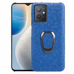 For vivo Y55 5G / T1 5G / iQOO Z6 Ring Holder Honeycomb PU Phone Case(Navy Blue)