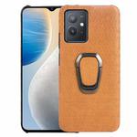 For vivo Y55 5G / T1 5G / iQOO Z6 Ring Holder Honeycomb PU Phone Case(Orange)