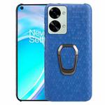 For OnePlus Nord 2T 5G Ring Holder Honeycomb PU Phone Case(Navy Blue)