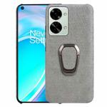 For OnePlus Nord 2T 5G Ring Holder Honeycomb PU Phone Case(Grey)