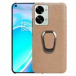 For OnePlus Nord 2T 5G Ring Holder Honeycomb PU Phone Case(Coffee)