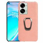 For OnePlus Nord 2T 5G Ring Holder Honeycomb PU Phone Case(Pink)