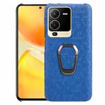 For vivo S15 Ring Holder Honeycomb PU Phone Case(Navy Blue)