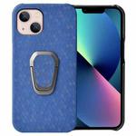 For iPhone 14 Ring Holder Honeycomb PU Phone Case (Navy Blue)