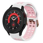 For Samsung Galaxy Watch 5  40mm 20mm Breathable Two-Color Silicone Watch Band(White+Pink)