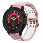 For Samsung Galaxy Watch 5  40mm 20mm Breathable Two-Color Silicone Watch Band(Pink+White)