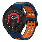 For Samsung Galaxy Watch 5  40mm 20mm Breathable Two-Color Silicone Watch Band(Midnight Blue+Orange)