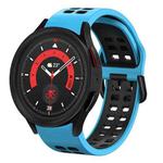 For Samsung Galaxy Watch 5  44mm 20mm Breathable Two-Color Silicone Watch Band(Skyblue+Black)