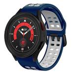 For Samsung Galaxy Watch 5  44mm 20mm Breathable Two-Color Silicone Watch Band(Midnight Blue+White)