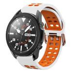 For Samsung Galaxy Watch 5 Pro  45mm 20mm Breathable Two-Color Silicone Watch Band(White+Orange)