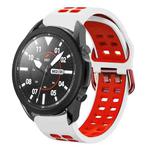 For Samsung Galaxy Watch 5 Pro  45mm 20mm Breathable Two-Color Silicone Watch Band(White+Red)