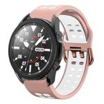 For Samsung Galaxy Watch 5 Pro  45mm 20mm Breathable Two-Color Silicone Watch Band(Pink+White)