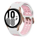 For Samsung Galaxy Watch 4 40mm 20mm Breathable Two-Color Silicone Watch Band(White+Pink)