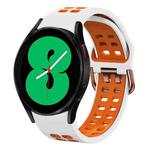 For Samsung Galaxy Watch 4 44mm 20mm Breathable Two-Color Silicone Watch Band(White+Orange)