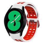 For Samsung Galaxy Watch 4 44mm 20mm Breathable Two-Color Silicone Watch Band(White+Red)