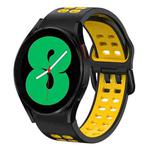 For Samsung Galaxy Watch 4 44mm 20mm Breathable Two-Color Silicone Watch Band(Black+Yellow)