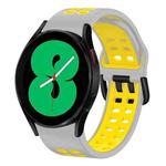 For Samsung Galaxy Watch 4 44mm 20mm Breathable Two-Color Silicone Watch Band(Grey+Yellow)