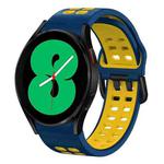 For Samsung Galaxy Watch 4 44mm 20mm Breathable Two-Color Silicone Watch Band(Midnight Blue+Yellow)