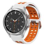 For Samsung Galaxy Watch 4 Classic 46mm 20mm Breathable Two-Color Silicone Watch Band(White+Orange)