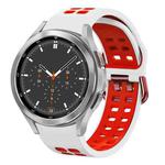 For Samsung Galaxy Watch 4 Classic 46mm 20mm Breathable Two-Color Silicone Watch Band(White+Red)