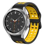 For Samsung Galaxy Watch 4 Classic 46mm 20mm Breathable Two-Color Silicone Watch Band(Black+Yellow)