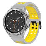 For Samsung Galaxy Watch 4 Classic 46mm 20mm Breathable Two-Color Silicone Watch Band(Grey+Yellow)