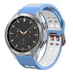 For Samsung Galaxy Watch 4 Classic 46mm 20mm Breathable Two-Color Silicone Watch Band(Light Blue+White)