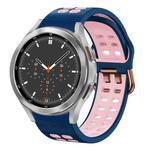 For Samsung Galaxy Watch 4 Classic 46mm 20mm Breathable Two-Color Silicone Watch Band(Midnight Blue+Pink)