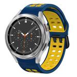 For Samsung Galaxy Watch 4 Classic 46mm 20mm Breathable Two-Color Silicone Watch Band(Midnight Blue+Yellow)
