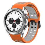For Samsung Galaxy Watch 4 Classic 42mm 20mm Breathable Two-Color Silicone Watch Band(Orange+Grey)
