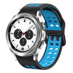 For Samsung Galaxy Watch 4 Classic 42mm 20mm Breathable Two-Color Silicone Watch Band(Black+Blue)