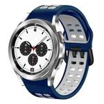 For Samsung Galaxy Watch 4 Classic 42mm 20mm Breathable Two-Color Silicone Watch Band(Midnight Blue+White)