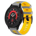 For Samsung Galaxy Watch 5  40mm 20mm Two-Color Silicone Watch Band(Grey+Yellow)