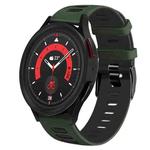 For Samsung Galaxy Watch 5  44mm 20mm Two-Color Silicone Watch Band(Amygreen+Black)