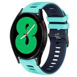 For Samsung Galaxy Watch 4 44mm 20mm Two-Color Silicone Watch Band(Mint Green + Blue)