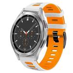 For Samsung Galaxy Watch 4 Classic 46mm 20mm Two-Color Silicone Watch Band(White+Orange)