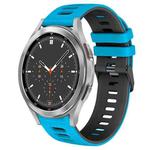 For Samsung Galaxy Watch 4 Classic 46mm 20mm Two-Color Silicone Watch Band(Skyblue+Black)