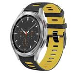 For Samsung Galaxy Watch 4 Classic 46mm 20mm Two-Color Silicone Watch Band(Black+Yellow)