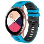 For Samsung Galaxy Watch Active 2 20mm Two-Color Silicone Watch Band(Skyblue+Black)