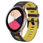 For Samsung Galaxy Watch Active 2 20mm Two-Color Silicone Watch Band(Black+Yellow)
