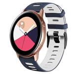 For Samsung Galaxy Watch Active 2 20mm Two-Color Silicone Watch Band(Midnight Blue+White)