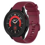 For Samsung Galaxy Watch5  44mm 20mm Plaid Solid Color Silicone Watch Band(Burgundy)