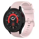 For Samsung Galaxy Watch5  44mm 20mm Plaid Solid Color Silicone Watch Band(Pink)