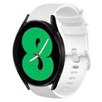 For Samsung Galaxy Watch4 44mm 20mm Plaid Solid Color Silicone Watch Band(White)